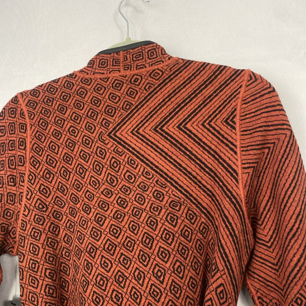 NWT NIC & ZOE Sweater M Cardigan Belted Long Geometric Faux Leather Asymmetric - Picture 9 of 14